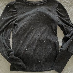 Ann Taylor gray top with beaded details XS